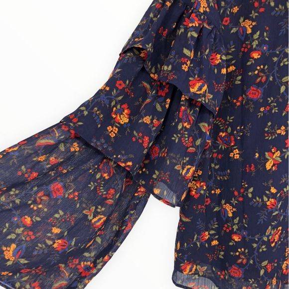 Madewell Tiered Ruffle-Sleeve Top in Climbing Vine Navy Floral size Small - Picture 5 of 14